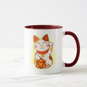 Lucky Maneki Neko D20 Dice Cat Mug