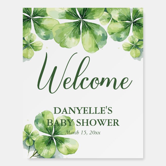 Lucky March Baby Celebration Green, White Welcome Foam Board (Front)