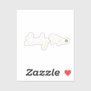 Lucky Me Elegant Script Font Tiny Four Leaf Clover Sticker