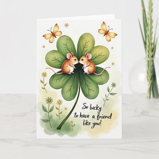 Lucky Mice Friend Clover Card (Front)