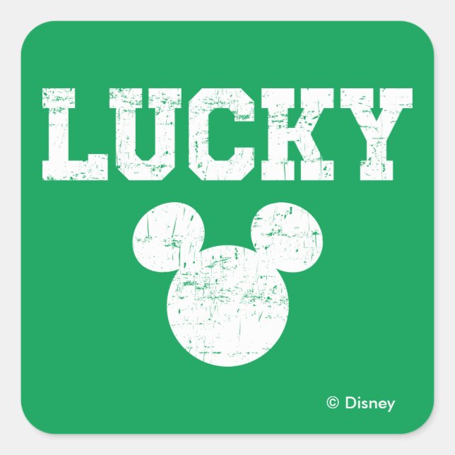 Lucky Mickey Mouse | St. Patrick's Day Square Sticker (Front)