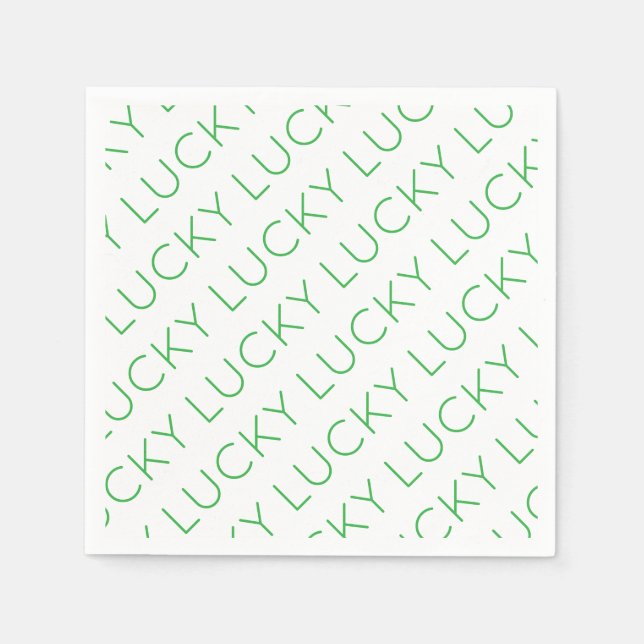 LUCKY Modern Typography Shamrocks Irish Fun Napkins (Front)