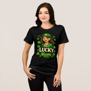 Lucky Mom – St. Patrick’s Day Clover Design Tri-Blend Shirt