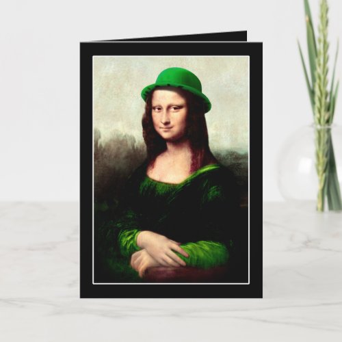 Lucky Mona Lisa St Patricks Day Shamrock Card