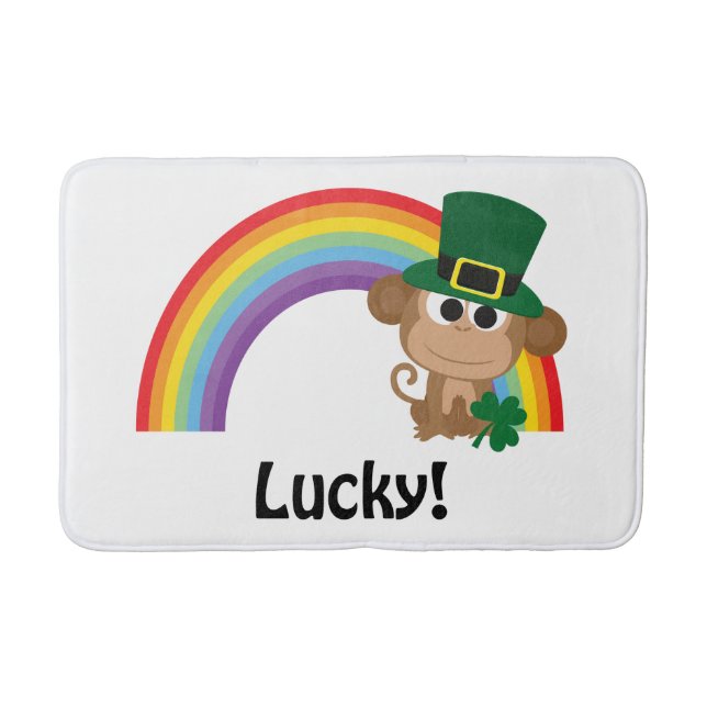 Lucky Monkey Leprechaun Bathroom Mat (Front)