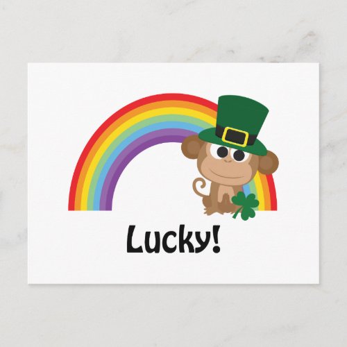 Lucky Monkey Leprechaun Postcard