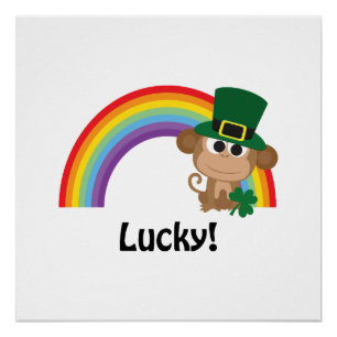 Lucky Monkey Leprechaun Poster