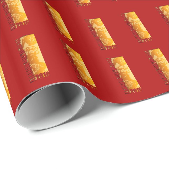 Lucky Monkey Year 2016 Celebration Wrapping Paper (Roll Corner)