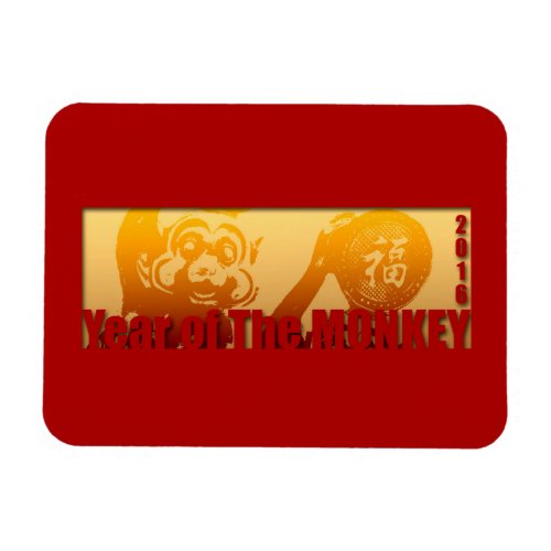 Lucky Monkey Year 2016 Greeting Magnet 1