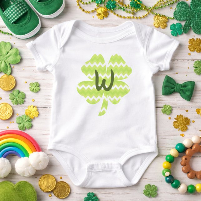 Lucky Monogram St. Patrick’s Day Baby Bodysuit (Creator Uploaded)