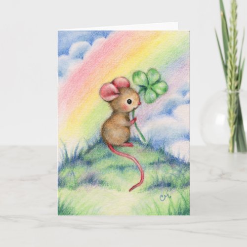 Lucky Mouse - Cute Animal Art Card