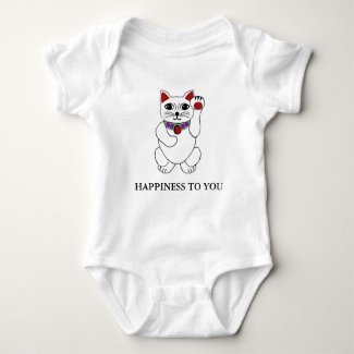 Lucky Neko Cat Happiness to You Shirt for Baby