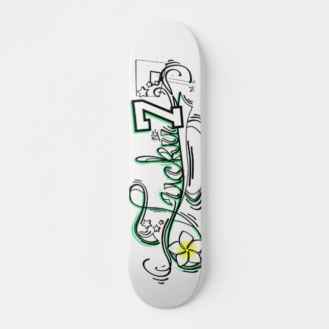 Lucky No. 7 Clear Skateboard Deck (Front)