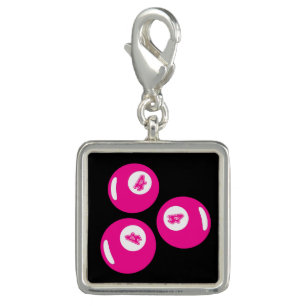 Lucky Number 4 Pink Balls Charm