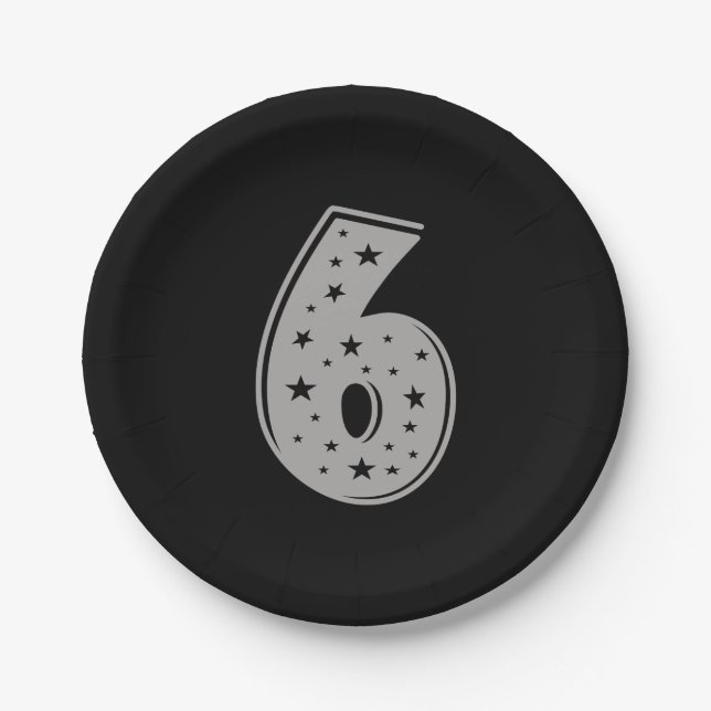 Lucky Number 6 Happy Birthday Paper Plates (Front)