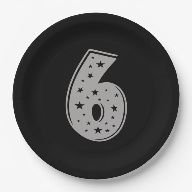 Lucky Number 6 Happy Birthday Paper Plates (Front)