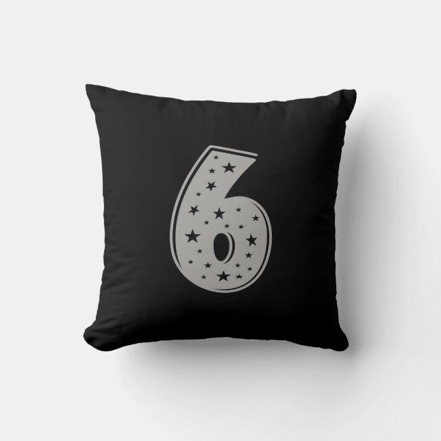 Lucky Number 6 Happy Birthday Throw Pillow (Front)
