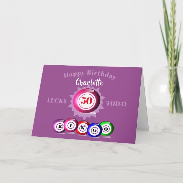 Lucky Number Bingo Themed Birthday Card (Front)