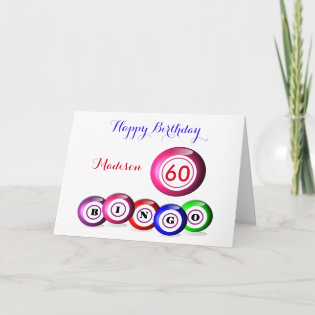Lucky Number Bingo Themed Birthday Card (Front)
