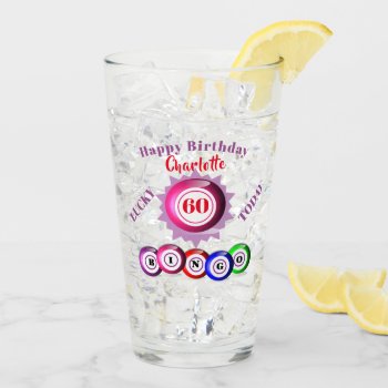 Lucky Number Bingo Themed Birthday Glass by Flissitations at Zazzle