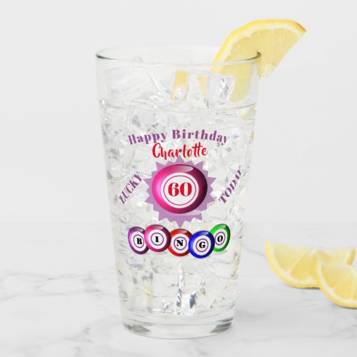 Lucky Number Bingo Themed Birthday Glass