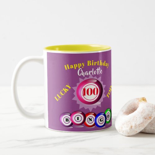 Lucky Number Bingo Themed Birthday Two_Tone Coffee Mug