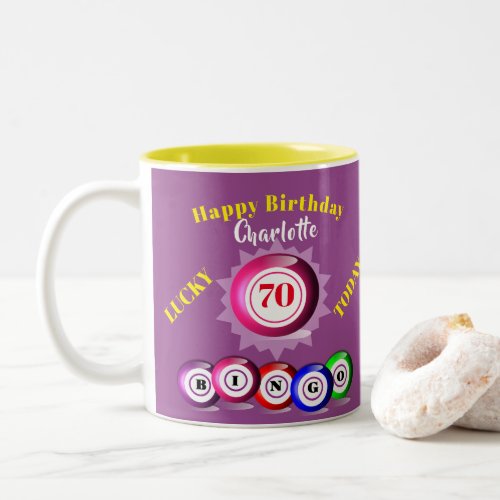 Lucky Number Bingo Themed Birthday Two_Tone Coffee Two_Tone Coffee Mug