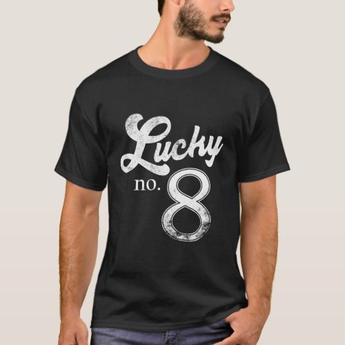 Lucky Number Eight Distressed T_Shirt
