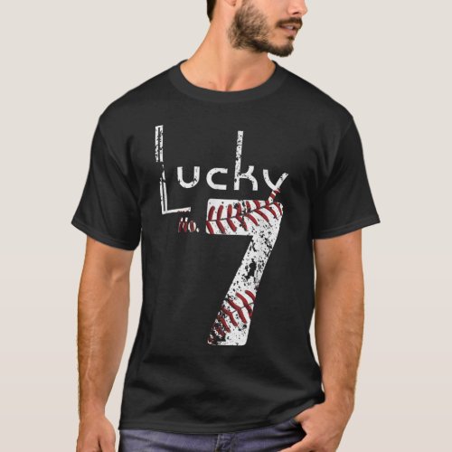 Lucky Number Seven Distressed Favorite Number Seve T_Shirt