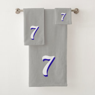 Lucky Number Seven on Silver Gray Bath Towel Set