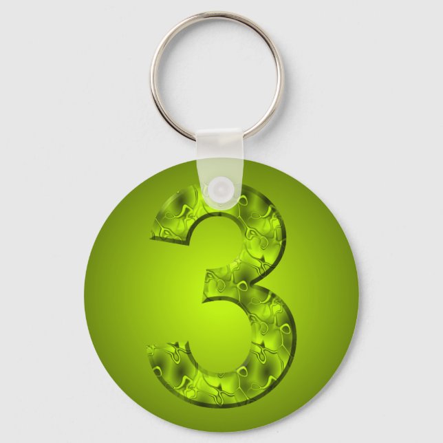 Lucky Number Three Nature Magic Green Keychain (Front)