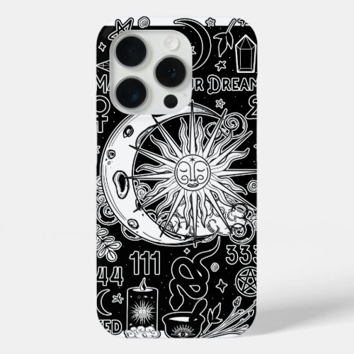 Lucky Numerology Manifesting Magic Black  White  iPhone 15 Pro Case