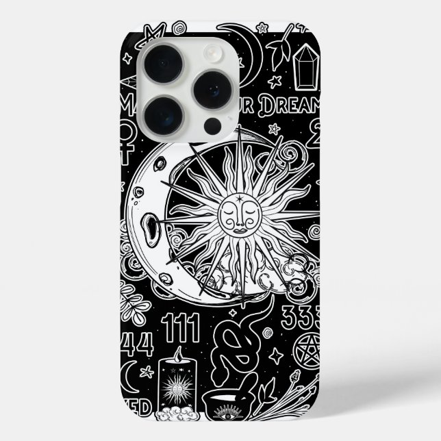 Lucky Numerology Manifesting Magic Black & White  Case-Mate iPhone Case (Back)
