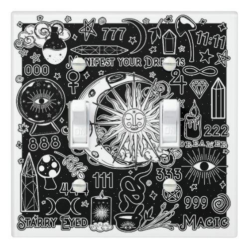 Lucky Numerology Manifesting Magic Black  White  Light Switch Cover