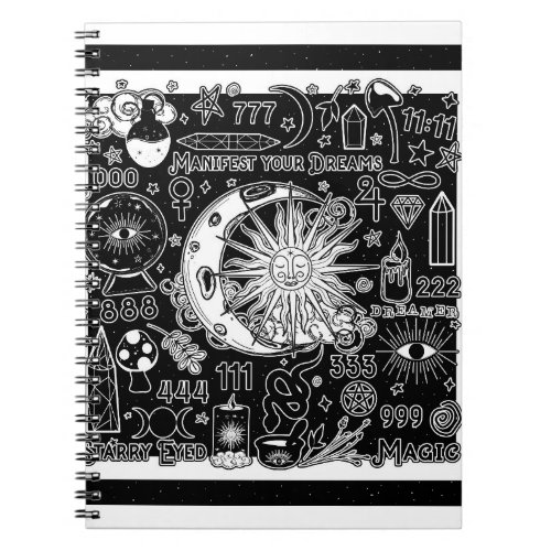 Lucky Numerology Manifesting Magic Black  White  Notebook