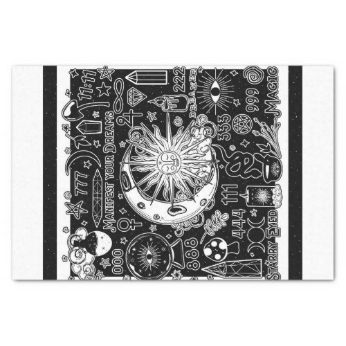 Lucky Numerology Manifesting Magic Black  White  Tissue Paper