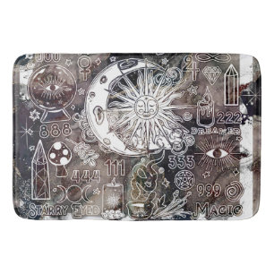 Lucky Numerology Manifesting Magic Galaxy Grunge Bath Mat