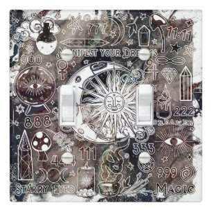 Lucky Numerology Manifesting Magic Galaxy Grunge Light Switch Cover