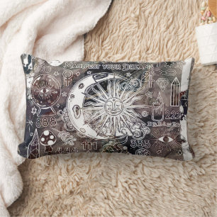 Lucky Numerology Manifesting Magic Galaxy Grunge Lumbar Pillow