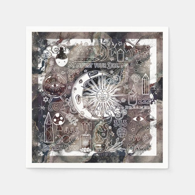 Lucky Numerology Manifesting Magic Galaxy Grunge Napkins (Front)