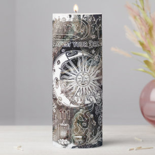 Lucky Numerology Manifesting Magic Galaxy Grunge Pillar Candle
