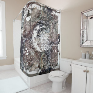 Lucky Numerology Manifesting Magic Galaxy Grunge Shower Curtain