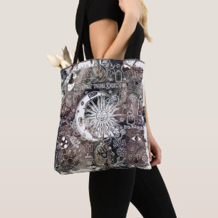 Lucky Numerology Manifesting Magic Galaxy Grunge Tote Bag