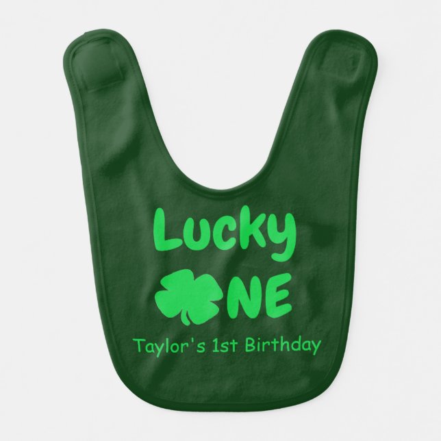 Lucky One 1st Birthday Baby Bib (Front)