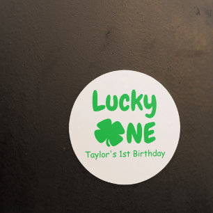 Lucky One 1st Birthday Classic Round Sticker