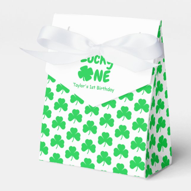 Lucky One 1st Birthday Favor Box (Front Side)