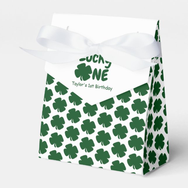 Lucky One 1st Birthday Favor Box (Front Side)