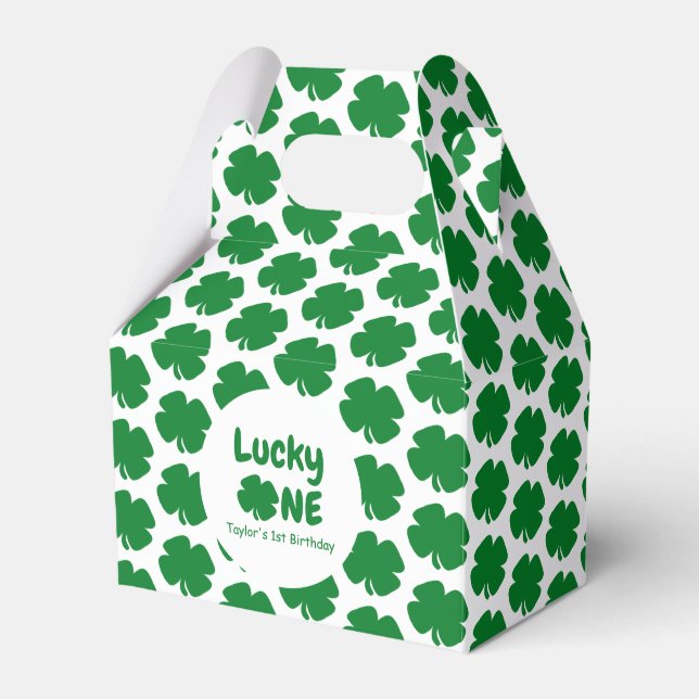 Lucky One 1st Birthday Favor Boxes (Front Side)