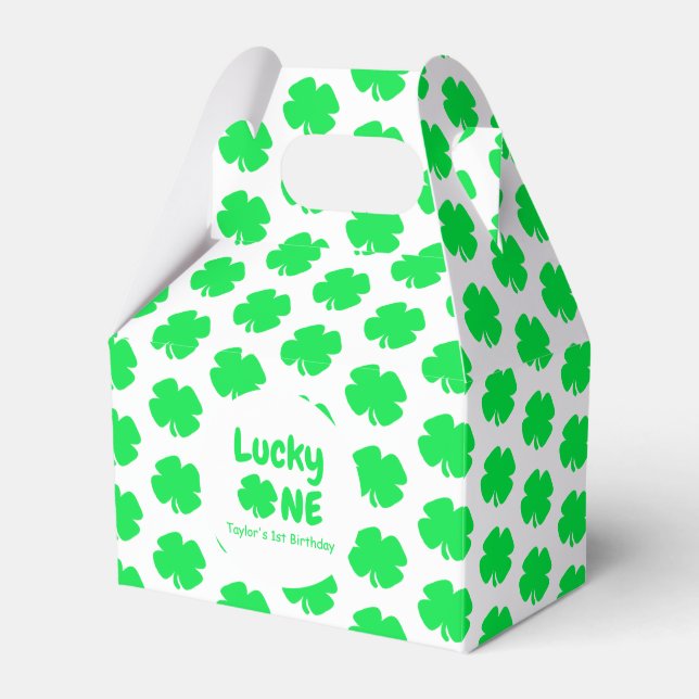 Lucky One 1st Birthday Favor Boxes (Front Side)