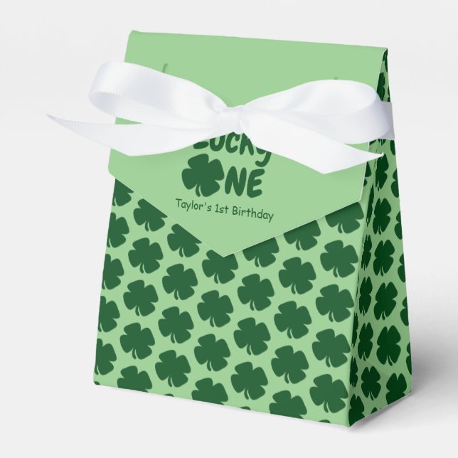 Lucky One 1st Birthday Favor Boxes (Front Side)